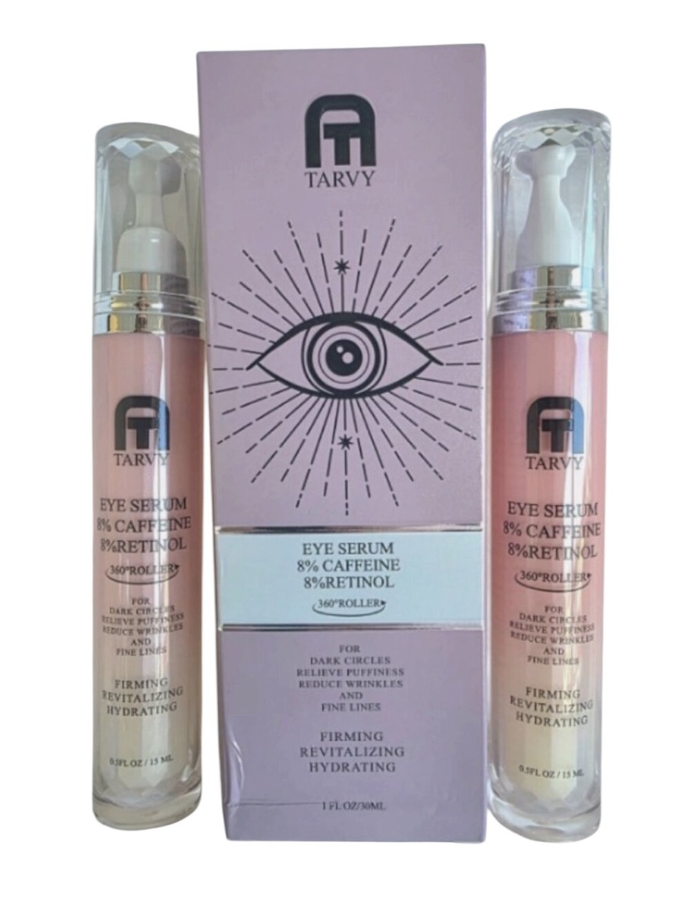 Tarvy Eye Serum 8% Caffeine + 8% Retinol Roller 2 Piece Set